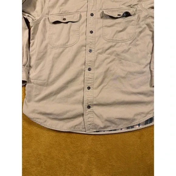 LL Bean Corduroy Shirt Jacket Men's M Plaid Flannel Lined Brown Chore Coat VTG - Picture 13 of 16